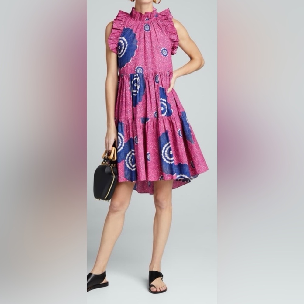 Ulla Johnson Fuchsia and Navy High Low Dress